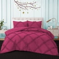 thumbnail image 1 of BedDecor 100% Egyptian Cotton Hot Pink Full/Queen Size 3Pcs Diamond Ruffle Duvet Set Solid, 1 of 8