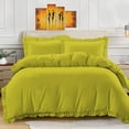 thumbnail image 1 of BedDecor 100% Egyptian Cotton Ruffle Trim Fringe Duvet Cover Set: Elegance with a Delicate Touch |King/California King, Yellow, 1 of 5