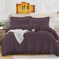 thumbnail image 1 of BedDecor 100% Egyptian Cotton Ruffle Trim Fringe Duvet Cover Set: Elegance with a Delicate Touch |Oversize King, Plum, 1 of 5