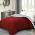 thumbnail image 1 of BedDecor 300 GSM 1Pcs Reversible Solid (Blood Red-White, Twin/Twin Xl) 100% Egyptian Cotton Base Down Alternative Comforter, 1 of 8