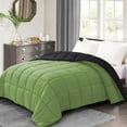 thumbnail image 1 of BedDecor 300 GSM 1Pcs Reversible Solid (Sage-Black, Oversize King) 100% Egyptian Cotton Base Down Alternative Comforter, 1 of 8