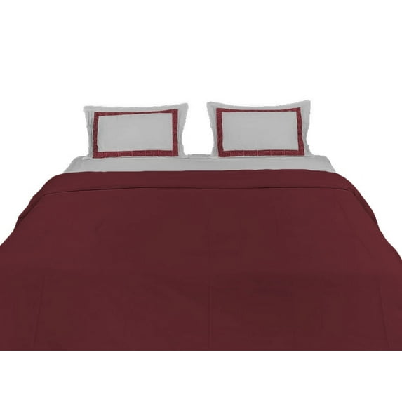 BedDecor 3PC Luxurious Embroidered Border Duvet Cover Set - King/California King Size Bed Comforter Cover Pillowcases Bedding Sets Burgundy