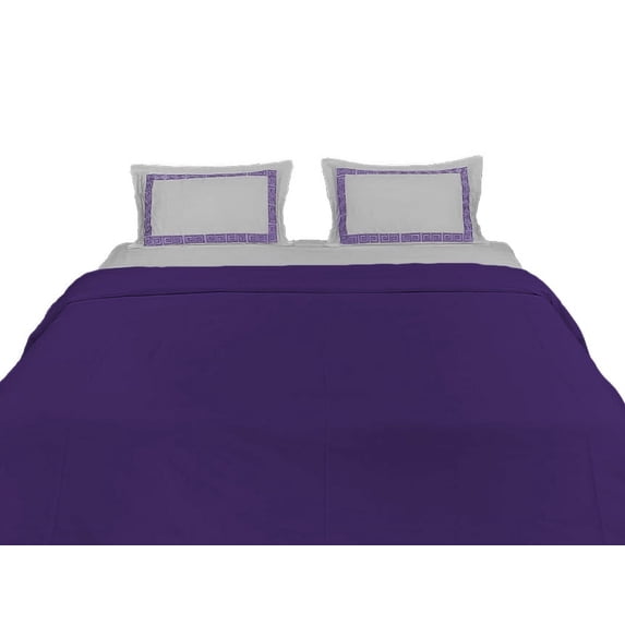 BedDecor 3PC Luxurious Embroidered Border Duvet Cover Set - King/California King Size Bed Comforter Cover Pillowcases Bedding Sets Purple