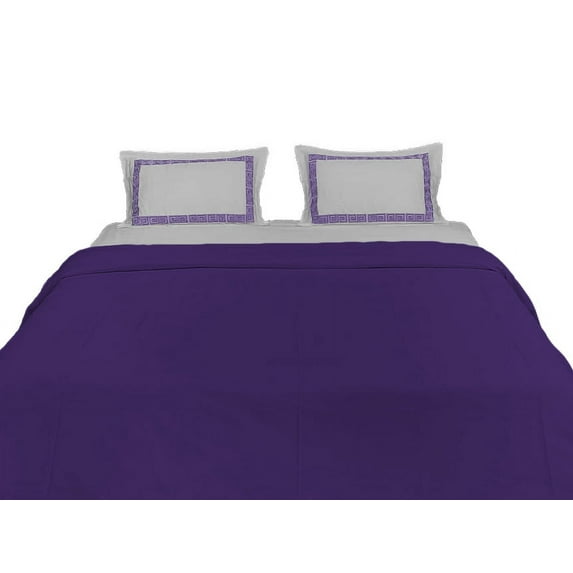 BedDecor 3PC Luxurious Embroidered Border Duvet Cover Set - Oversize King Size Bed Comforter Cover Pillowcases Bedding Sets Purple