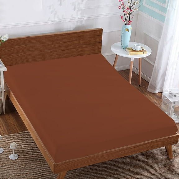 BedDecor 400TC 100% Egyptian Cotton 1 Pcs Fitted Sheet 15 Inches Solid Brick Red Color King Size