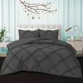 thumbnail image 1 of BedDecor 400TC 100% Egyptian Cotton 3PC Dark Gray Full/Queen Size Diamond Ruffle Duvet Cover Set, 1 of 8