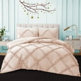 thumbnail image 1 of BedDecor 400TC 100% Egyptian Cotton 3PC Peach Oversized King Size Diamond Ruffle Duvet Cover Set, 1 of 8
