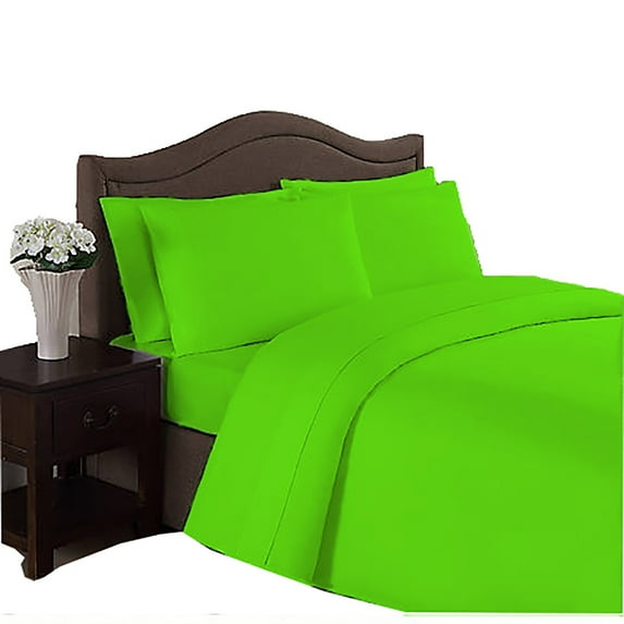 BedDecor 600 TC 100% Egyptian Cotton 6 Pcs Sheet Set Solid 15 inches (Parrot Green,King)