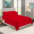 thumbnail image 1 of BedDecor 600 TC 100% Egyptian Cotton 6 Pcs Sheet Set Stripe 21 inches (Blood Red,King), 1 of 7