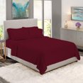 thumbnail image 1 of BedDecor 600 TC 100% Egyptian Cotton 6 Pcs Sheet Set Stripe 21 inches (Wine,Twin Xl), 1 of 7