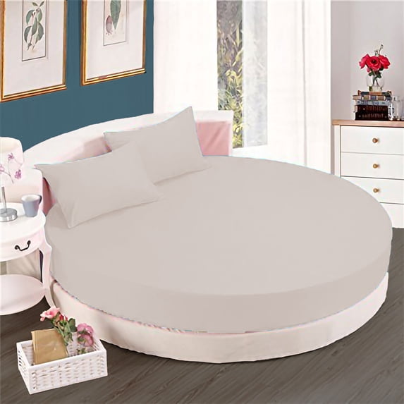 BedDecor 600 TC Solid Pattern Fits Upto 9" to 15" Inch Extra Deep Pocket (Ivory, 78" Diameter) 100% Egyptian Cotton Base 4 Pcs Round Sheet Set