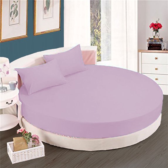 BedDecor 600 TC Solid Pattern Fits Upto 9" to 15" Inch Extra Deep Pocket (Pink, 78" Diameter) 100% Egyptian Cotton Base 4 Pcs Round Sheet Set