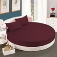 thumbnail image 1 of BedDecor 600 TC Solid Pattern Fits Upto 9" to 15" Inch Extra Deep Pocket (Wine, 78" Diameter) 100% Egyptian Cotton Base 4 Pcs Round Sheet Set, 1 of 1
