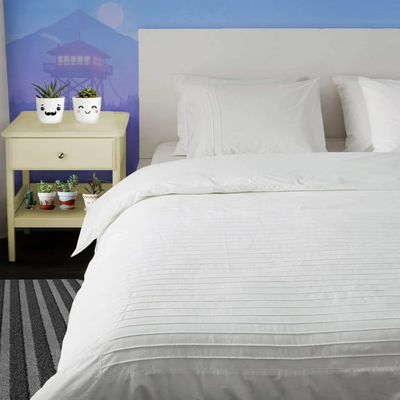 BedDecor 600 Thread Count Moroccan Streak 3 Piece Solid (White, King/California-King) 100% Egyptian Cotton Base Duvet Cover Set