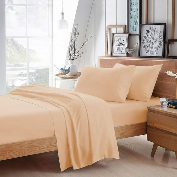 BedDecor - All Weather RV Camper Sheet Set (Peach|35"x80"|Drop Length-18") | 600 Thread Count Egyptian cotton | 1 Piece Fitted Sheet 1 Piece Flat Sheet & 2 Piece Pillow Cover