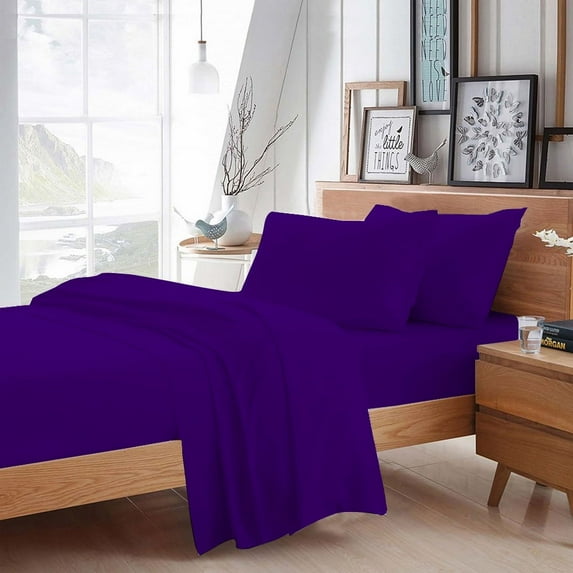 BedDecor - All Weather RV Camper Sheet Set (Purple|Short King|Drop Length-12")| 600 Thread Count Egyptian cotton | 1 Piece Fitted Sheet 1 Piece Flat Sheet & 2 Piece Pillow Cover