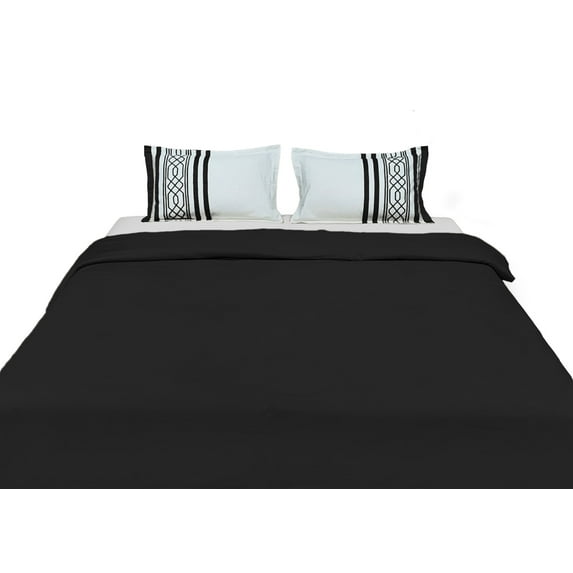 BedDecor Elegance in Every Stitch: Geometric Embroidery Cotton Duvet Cover Set: Oversize King Size, Black