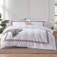 thumbnail image 1 of BedDecor: Enchanted Oasis Ultra Soft Brushed 3PC-600-Thread-Count Egyptian Cotton Quatrefoil Embroidery Duvet Cover Set Twin/Twin XL Size Wine Solid, 1 of 5