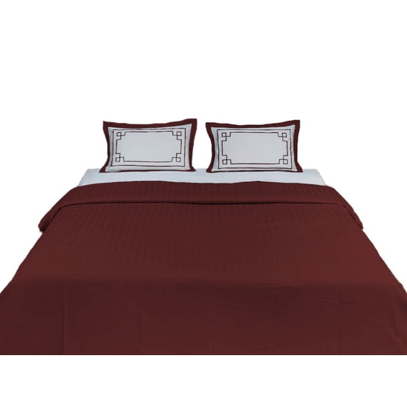 BedDecor Greek Key Monogram Embroidery Design Stripe Pattern cotton base Duvet Cover Set, Stain-Resistant Striped Duvet Set - Twin/Twin XL (Burgundy)