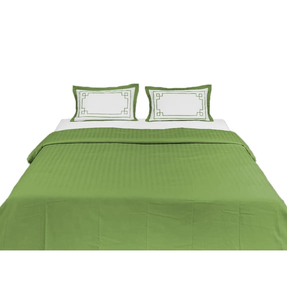BedDecor Greek Key Monogram Embroidery Design Stripe Pattern cotton base Duvet Cover Set, Stain-Resistant Striped Duvet Set - King/California King (Sage)