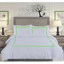 BedDecor 600TC 100% Egyptian Cotton Parrot Green Twin/Twin Xl Size 3PC 1PC Duvet and 2 Pillow Case 3-Stripe Embroidery Duvet Cover Set Solid Pattern