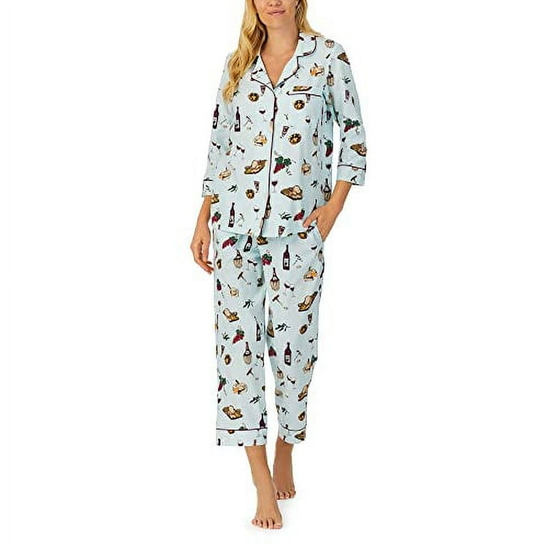 BedHead 3 4 Sleeve Cropped PJ Set Wine Cheese X Small