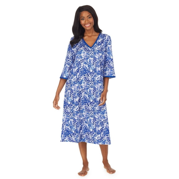 BedHead LEAVES & BERRIES 3/4 Sleeve Classic Cotton Caftan, US S/M
