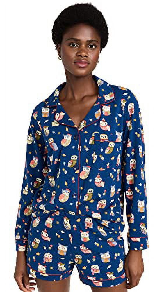 BedHead Pajamas Women s Autumn Shorts PJ Set Autumn Owls Blue Print S Walmart