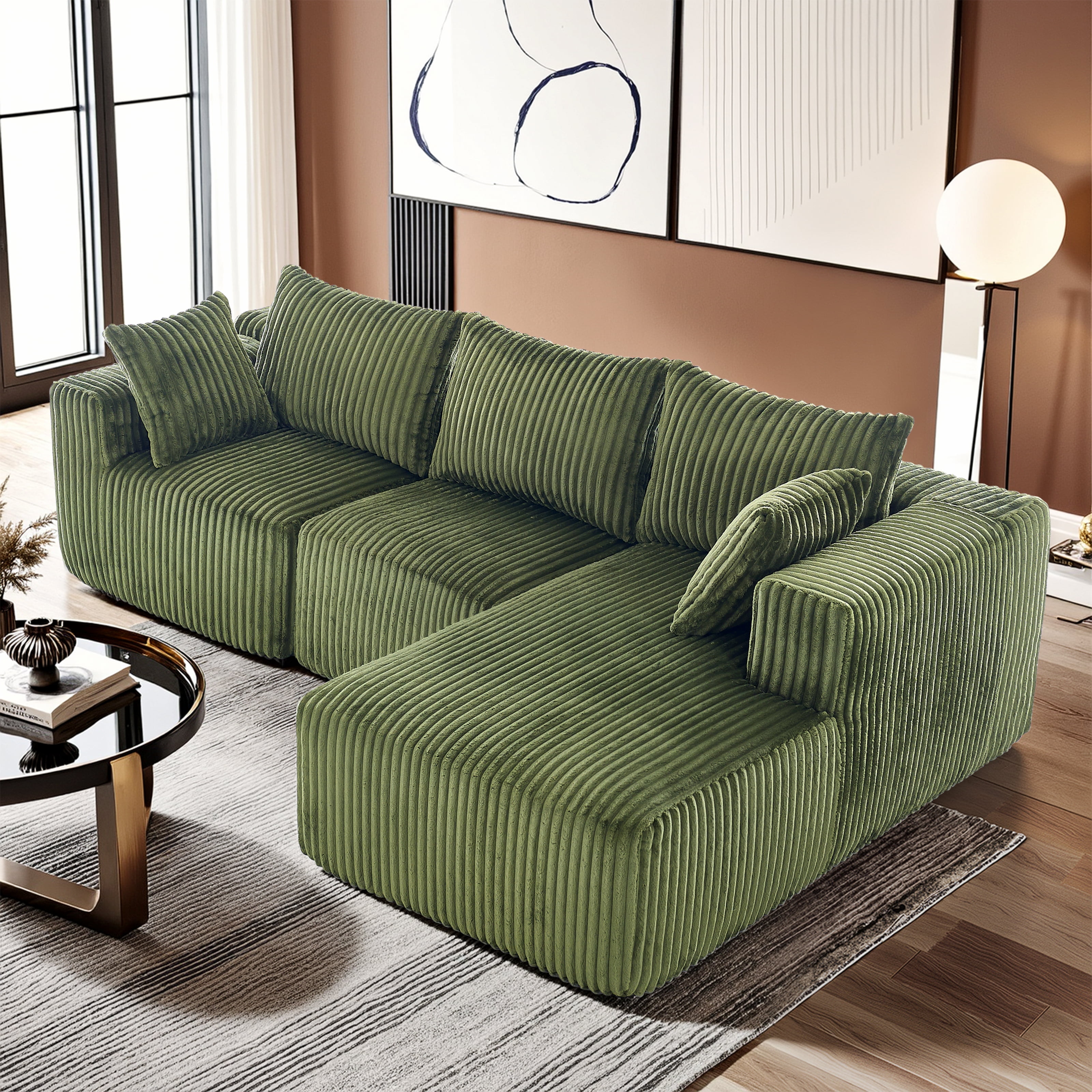 104 Cloud Sectional Couch L Shape Chaise Modern Modular Sofa Deep Seat Upholstered Couches Back Cushion Living Room Bedroom Assembly Required Black G