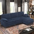 thumbnail image 1 of BedLuxury 108’’ Convertible Sectional Couches for Living Room,Oversized 4 Seat Comfy Chenille L Shaped Couch with Reversible Chaise,Armrest Pillow,Blue, 1 of 7