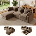 thumbnail image 1 of BedLuxury 110" Large Modular Sectional Cloud Sofa with Removable Storage Ottoman, Extra Deep Seat Couch, Living Room Furniture, Chenille Brown, 1 of 12