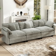 BedLuxury 111.5 Modular Sectional Sofa, Modern Chenille Deep Seat Cloud Couches for Living Room, Apartment, Office, 3-Seat, Grey