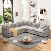 BedLuxury 111.5  Modular Sectional Sofa with Corner Seat, Modern Chenille Deep Seat Couches for Living Room, Office, 5-Seat, Grey