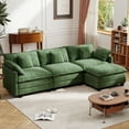 thumbnail image 1 of BedLuxury 111.5’’ Modular Sectional Sofa with Movable Ottoman, L Shaped Cloud Couch for Living Room, 3-Seat, Green, 1 of 9