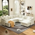 thumbnail image 1 of BedLuxury 111.5” Modular Sectional Sofa with Movable Ottoman, Modern Cloud Couch with Corner Seat for Living Room, 5-Seat, Beige, 1 of 9