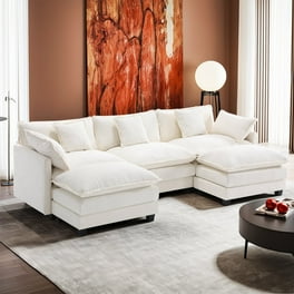 Sectional Sofa Set, Fabric, Ivory White, Modern Contemporary Urban