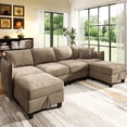 thumbnail image 1 of BedLuxury 112" Modular Sectional Sofa with 2 Moveable Storage Ottoman, Cloud Couch Seats 6, Modern Living Room Furniture, Chenille Brown, 1 of 12