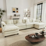 BedLuxury 146.5'' U shape Modular Sectional Sofa with Movable Ottomans, Modern Chenille Deep Seat Couches for Living Room, Apartment, Office, 4-Seat, Beige - Walmart.com