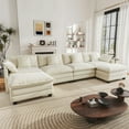thumbnail image 1 of BedLuxury 146.5'' U shape Modular Sectional Sofa with Movable Ottomans, Modern Chenille Deep Seat Couches for Living Room, Apartment, Office, 4-Seat, Beige, 1 of 10