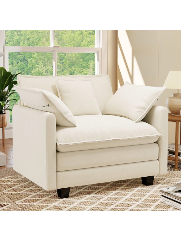 41.8” Oversized Accent Chair, Chenille Cloud Armchair for Living Room, Beige