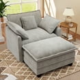 thumbnail image 1 of BedLuxury 41.8” Oversized Accent Chair with Movable Ottoman, Chenille Cloud Armchair for Living Room, Gray, 1 of 9