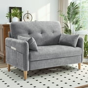 BedLuxury 47  Wide LoveSeat,2-seat Chenille sofa with 2 Pillows for Living Room and Small Spaces,Light Grey