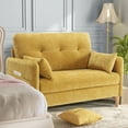 thumbnail image 1 of BedLuxury 47'' Wide LoveSeat, 2-seat Chenille sofa with 2 Pillows for Living Room and Small Spaces, Yellow, 1 of 7