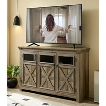 BedLuxury 53''W Kitchen Buffet Sideboard Cabinet with Adjustable Shelf,Wooden Storage Cabinet with 3 Doors, Farmhouse Coffee Bar Cabinet for Kitchen/Living Room, Grey