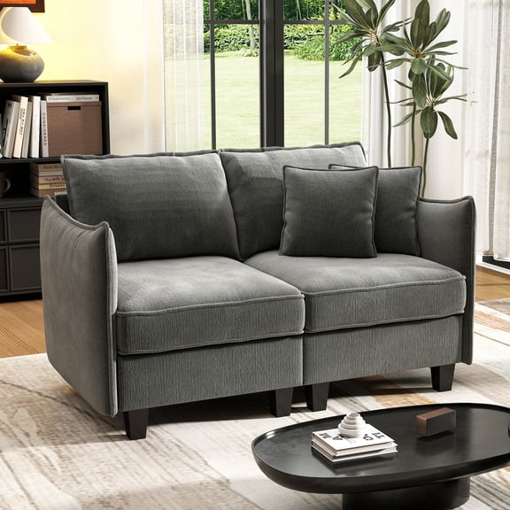 BedLuxury 56" Loveseat, 2-Seat Sofa and Couch for Living Room and Small Space, Chenille Gray