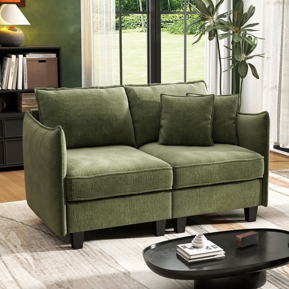 BedLuxury 56" Loveseat, 2-Seat Sofa and Couch for Living Room and Small Space, Chenille Green