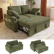 BedLuxury 59 Sleeper Loveseat With Pull Out Bed, Corduroy Sofa Bed With USB Charging for Small Spaces, Corduroy Green