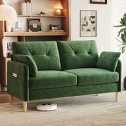 BedLuxury 62  Wide LoveSeat,2-seat Chenille sofa with 2 Pillows for Living Room and Small Spaces, Green