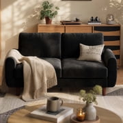 BedLuxury 68  Studio Sofa with Wide Armrests, Modern Small Loveseat Sofa with Wood Legs for Small Space and Living Room, Black