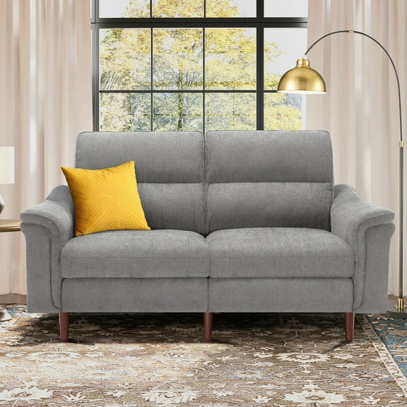 BedLuxury 71.3’’ Loveseat Sofa With High Backrest, Modern 2-Seats Sofa for Small Spaces and Living Room, Removable Cover, Wide Armrest, Grey